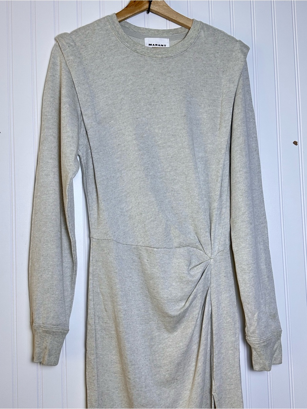 Isabel Marant Etoile Beige Mafalda Midi Dress  size 34 Crew Neck Long Sleeves - Picture 6 of 16